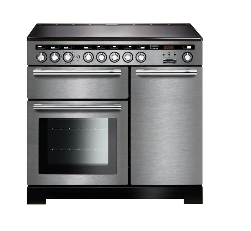 Rangemaster Encore Deluxe 100cm Induction Range Cooker Stainless Steel with Chrome