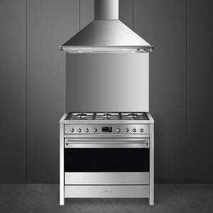 Smeg A1-9 Opera 90cm stainless steel dual fuel range cooker with six burners and large oven, available in Eastbourne and. - DB Domestics