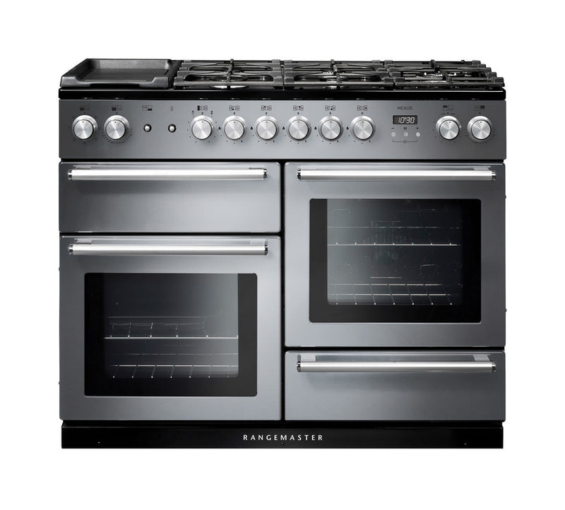Rangemaster Nexus 110cm Dual Fuel Range Cooker Stainless Steel with Chrome