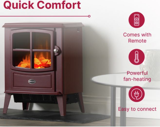 Dimplex BFD20BRG Brayford Burgandy Optiflame Electric Stove Fire