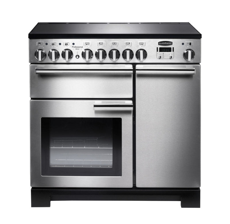 Rangemaster Professional Deluxe 90cm Induction Range Cooker Stainless Steel with Chrome