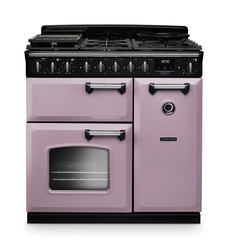 Rangemaster Classic Deluxe CLDL90DFPHTH/CM1 90cm Dual Fuel Heather/Chrome