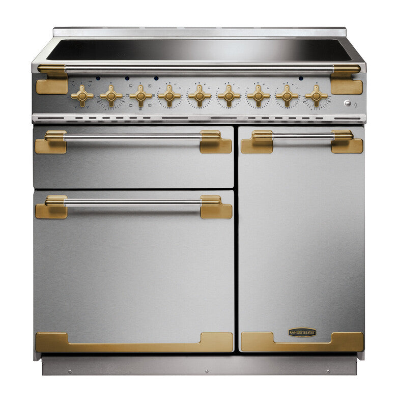 Rangemaster Elise Luxe ELS90EISS/AB 90cm Induction Range Cooker Stainless Steel with Antique Brass