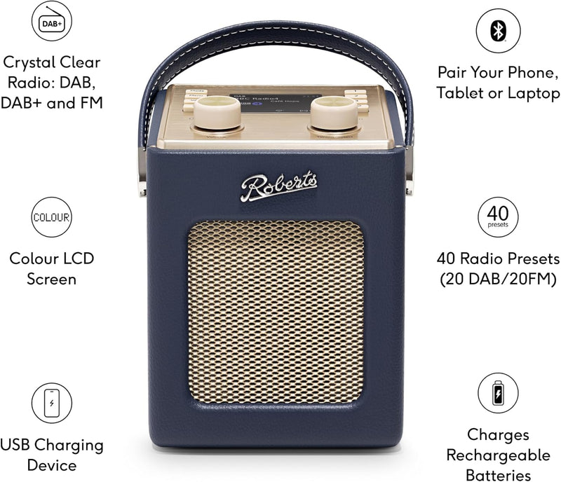 Roberts Radio Revival Mini 2 DAB Radio | Midnight Blue