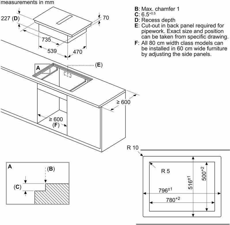 Neff N70 V58PHQ4C0 80cm Black Vented Hob