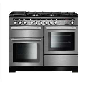 Rangemaster Encore Deluxe 110cm Dual Fuel Range Cooker Stainless Steel with Chrome
