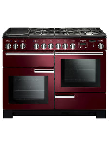 Rangemaster Professional Deluxe 110cm Dual Fuel Range Cooker Cranberry with Chrome