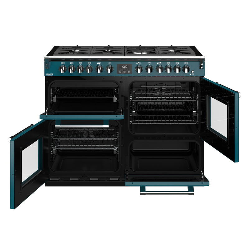 Stoves Richmond Deluxe S1100DF 110cm Dual Fuel Range Cooker 444410976 Kingfisher Teal