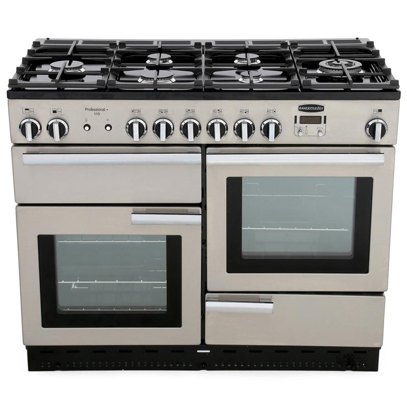 Rangemaster Professional Plus 110cm Gas Range Cooker Stainless Steel with Chrome