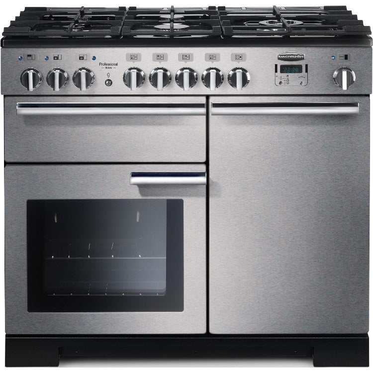 Rangemaster Professional Deluxe 100cm Dual Fuel Range Cooker Stainless Steel with Chrome