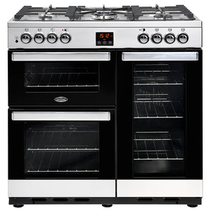 Belling Cookcentre 90DFT 90cm Dual Fuel Range Cooker 444444070 Stainless Steel