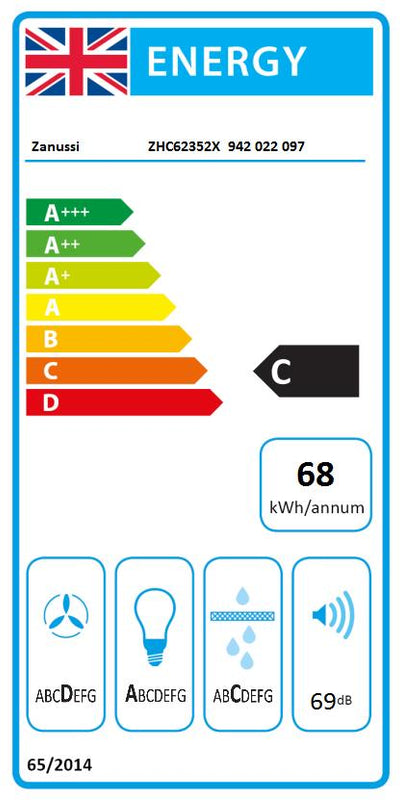 Zanussi ZHC62352X 60cm Chimney Hood - DB Domestic Appliances