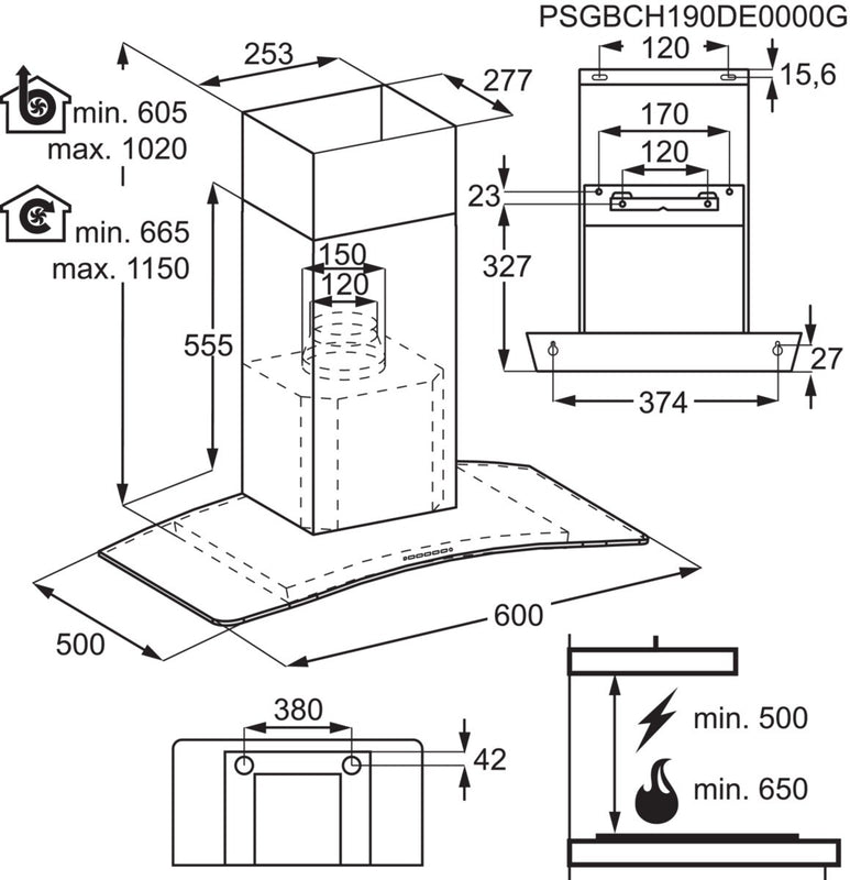 Zanussi ZHC62352X 60cm Chimney Hood - DB Domestic Appliances
