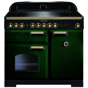 Rangemaster Classic Deluxe 100cm Induction Range Cooker Racing Green with Chrome