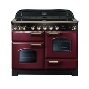 Rangemaster Classic Deluxe 110cm Induction Range Cooker Cranberry with Brass