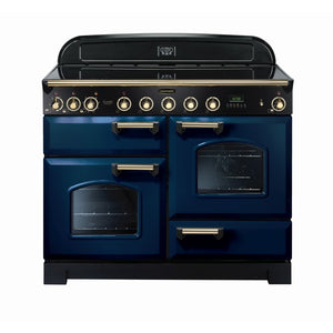 Rangemaster Classic Deluxe 110cm Induction Range Cooker Blue with Brass