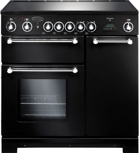 Rangemaster Kitchener 90cm Ceramic Range Cooker Black with Chrome - DB Domestic Appliances