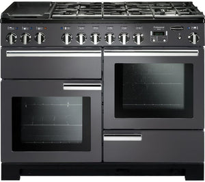 Rangemaster Professional Deluxe 110cm Dual Fuel Range Cooker Slate with Chrome