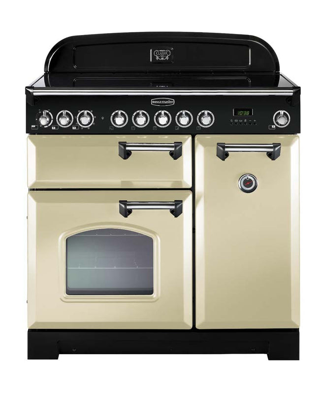Rangemaster Classic Deluxe 90cm Induction Range Cooker Cream with Chrome
