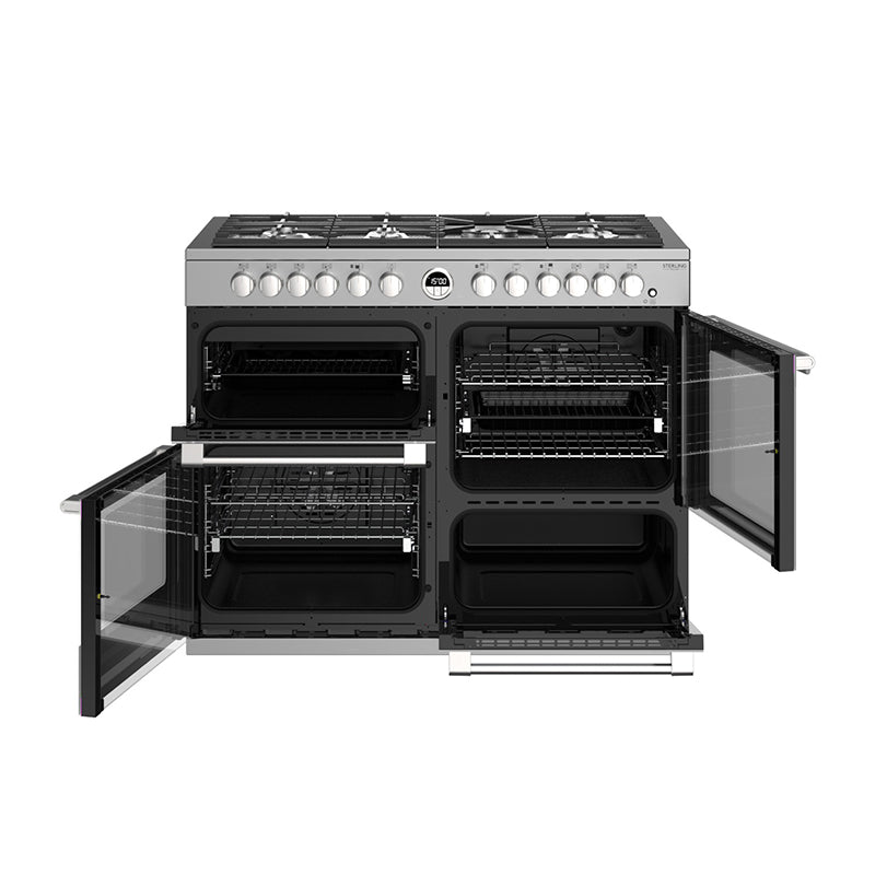 Stoves Sterling Deluxe S1100DF 110cm Dual Fuel Range Cooker 444444952 Stainless Steel
