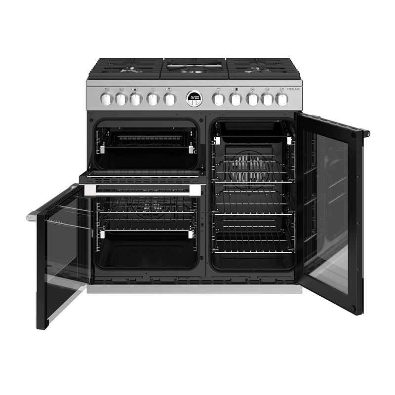 Stoves Sterling S900DF 90cm Dual Fuel Range Cooker 444444482 Stainless Steel