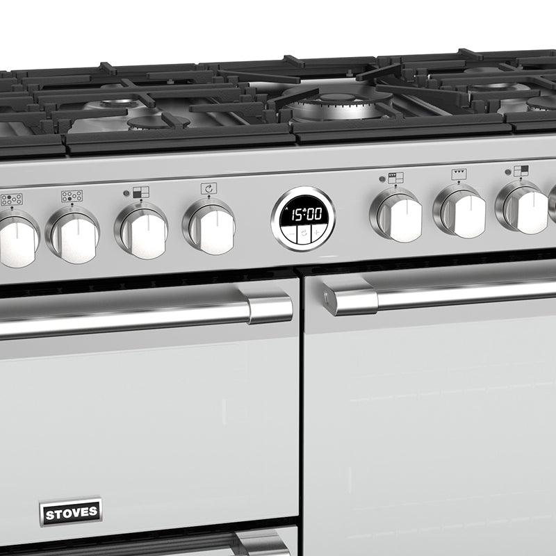 Stoves Sterling Deluxe S1000DF 100cm Dual Fuel Range Cooker 444444942 Stainless Steel