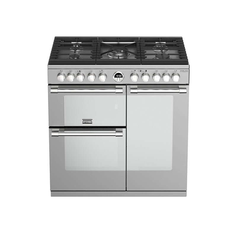 Stoves Sterling Deluxe S900DF 90cm Dual Fuel Range Cooker 444444932 Stainless Steel