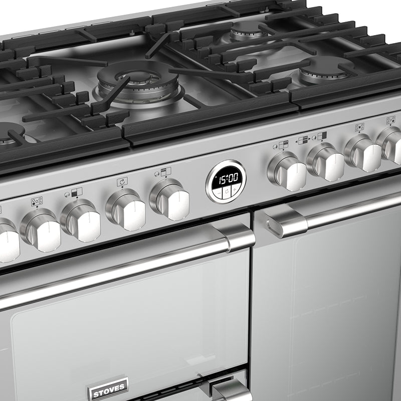 Stoves Sterling Deluxe S900DF 90cm Dual Fuel Range Cooker 444444932 Stainless Steel