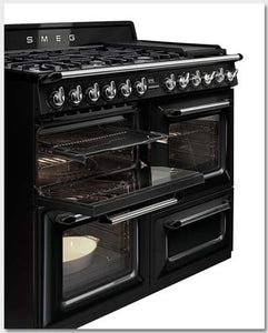 Smeg Victoria TR4110BL1 110cm Dual Fuel Range Cooker Black - DB Domestic Appliances