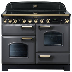 Rangemaster Classic Deluxe 110cm Induction Range Cooker Slate with Brass