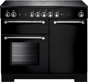 Rangemaster Kitchener 100cm Ceramic Range Cooker Black with Chrome - DB Domestic Appliances