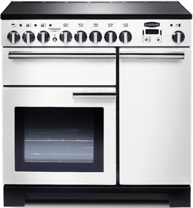Rangemaster Professional Deluxe 90cm Induction Range Cooker White with Chrome
