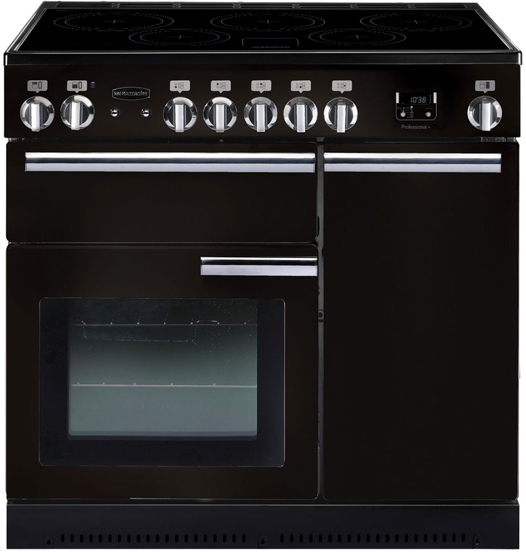 Rangemaster Professional Deluxe 90cm Induction Range Cooker Black with Chrome