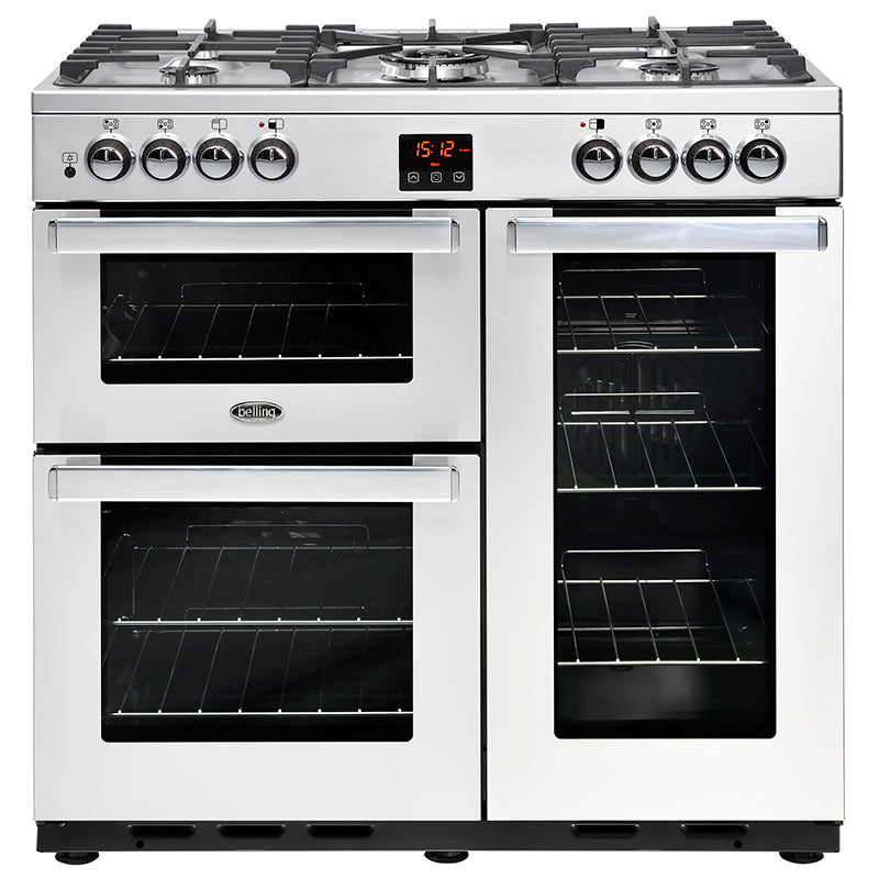 Belling Cookcentre 90DFT 90cm Dual Fuel Range Cooker 444444069 Professional Stainless Steel