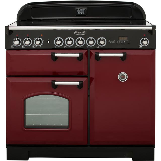 Rangemaster Classic Deluxe 100cm Induction Range Cooker Cranberry with Chrome