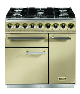 Falcon Deluxe 90cm Dual Fuel Range Cooker Cream with Brass