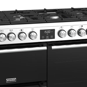 Stoves Precision Deluxe S1000DF 100cm Dual Fuel Range Cooker 444410746 Stainless Steel